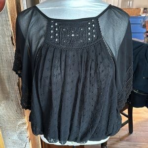 Free People semi-sheer short sleeve blouse